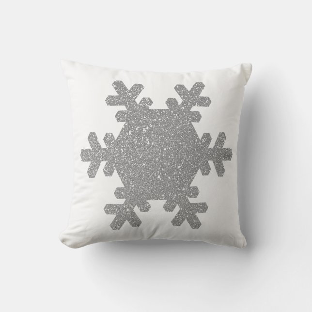 Coussin Parties scintillant gris argent Flocon de neige Mo (Recto)