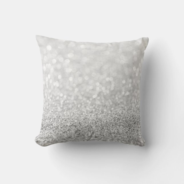 Coussin Parties scintillant gris argenté brillant métalliq (Recto)