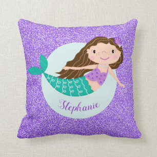 Coussin Parties scintillant mauve de sirène personnalisée
