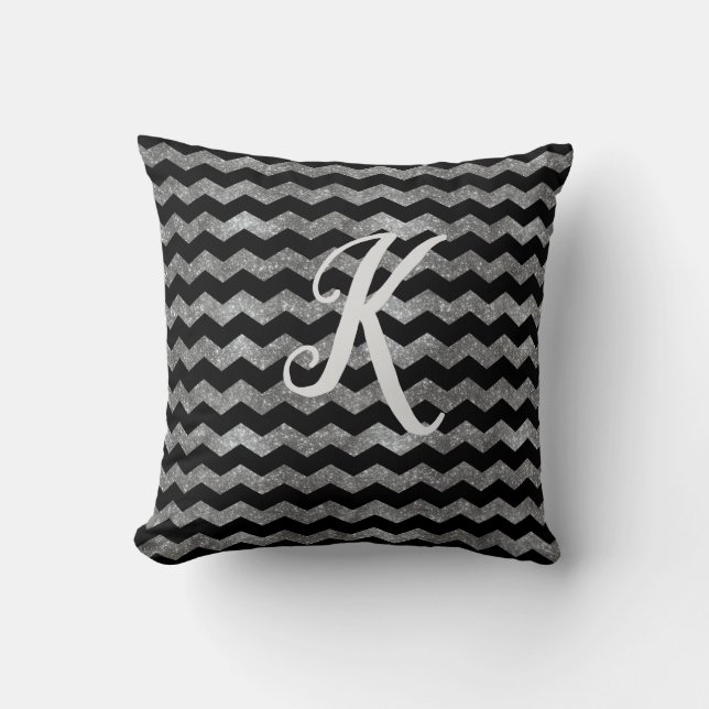 Coussin Parties scintillant Monogram Black et Silver Chevr (Recto)