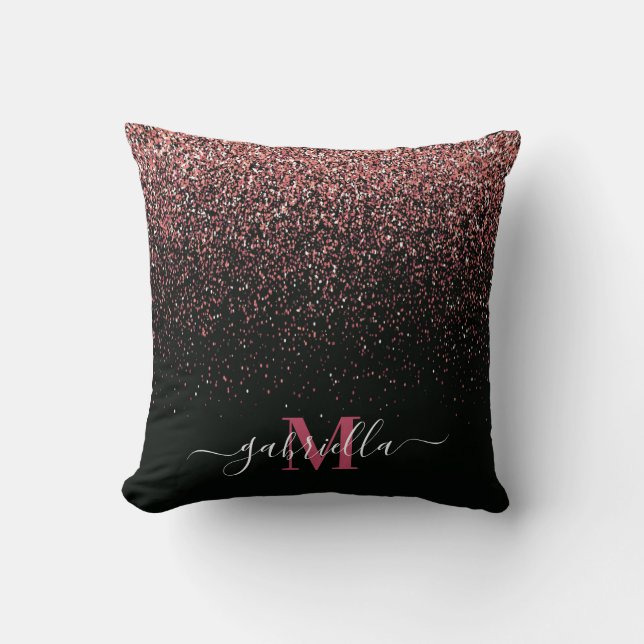 Coussin Parties scintillant noire et rose (Recto)