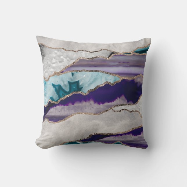 Coussin Parties scintillant or de l'agate d'encre Glam #2  (Recto)