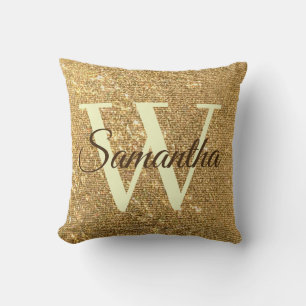Coussin Parties scintillant or givré Monogramme