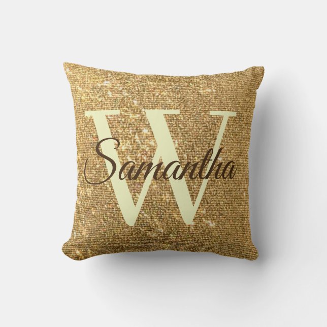 Coussin Parties scintillant or givré Monogramme (Recto)
