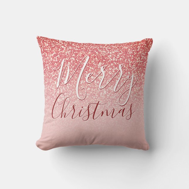 Coussin Parties scintillant or rose Coral Ombre Joyeux Noë (Recto)