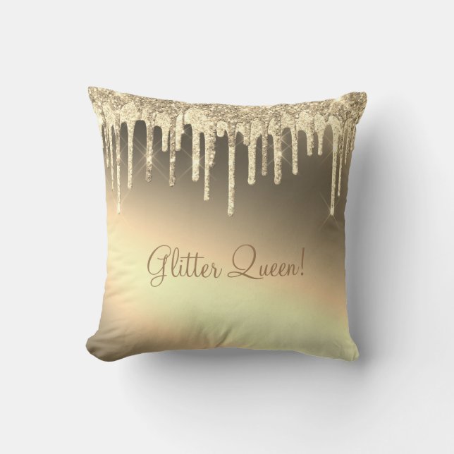 Coussin Parties scintillant Queen Gorgeous Gold Girl Spark (Recto)