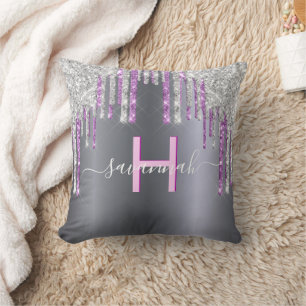 Coussin Parties scintillant rose argent violet brillant no