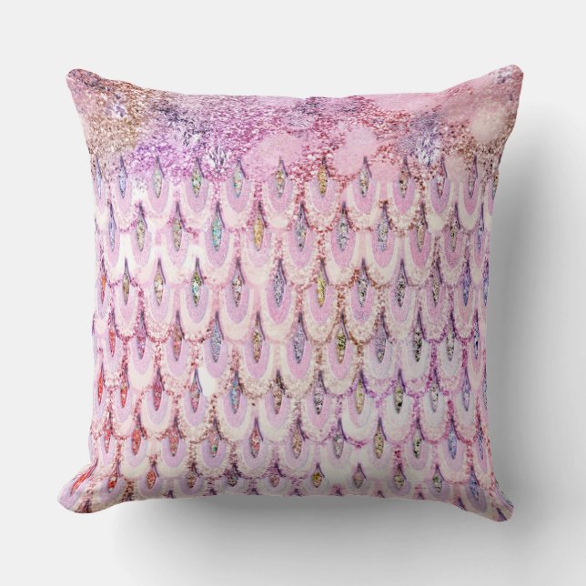 Coussin Parties scintillant rose Iridescente Sirène Balanc (Recto)