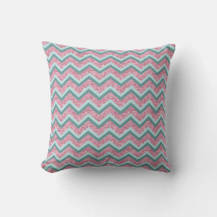 Coussin Parties scintillant rose Motif ZigZag