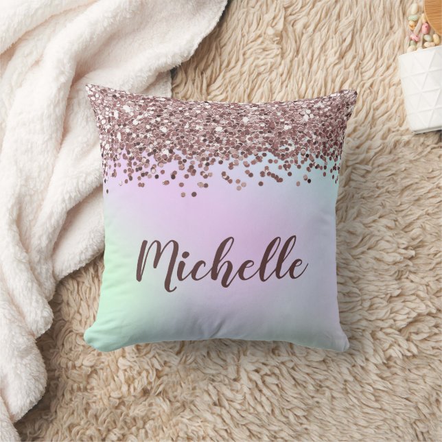 Coussin Parties scintillant rose personnalisée (Couverture)