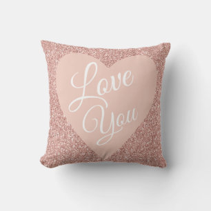 Coussin Parties scintillant rose Valentines Aimer Vous Nom