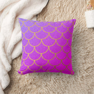 Coussin Parties scintillant rose violet de sirène or
