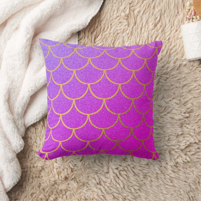 Coussin Parties scintillant rose violet de sirène or (Couverture)