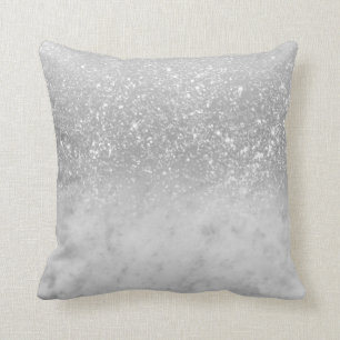 Coussin Parties scintillant Silver Ombre Marbre blanc Glam