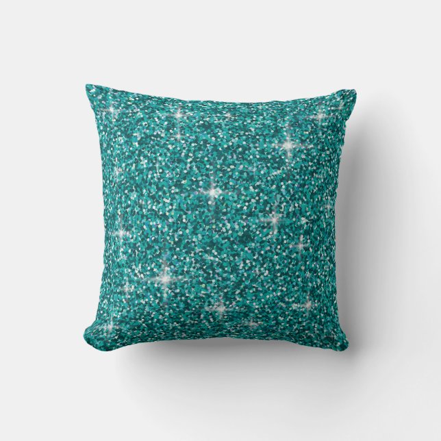 Coussin parties scintillant Turquoise irisée (Recto)