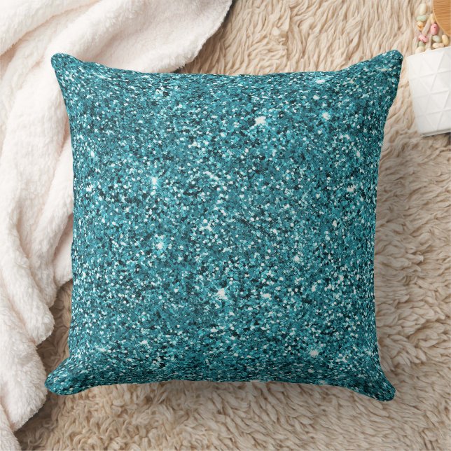 Coussin Parties scintillant turquoise verte (Couverture)