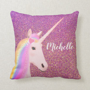 Coussin Parties scintillant Unicorn Rainbow Pink Ombre per