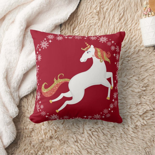 Coussin Parties scintillant Unicorne personnalisée Snowfla (Couverture)