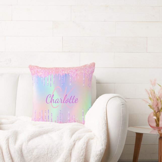Coussin Parties scintillant violet rose holographique gout (Canapé)