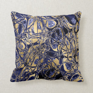 Coussin Parties scintillantes bleues abstraites de Celles