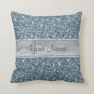 Coussin Parties scintillantes bleues d'aluminium argenté