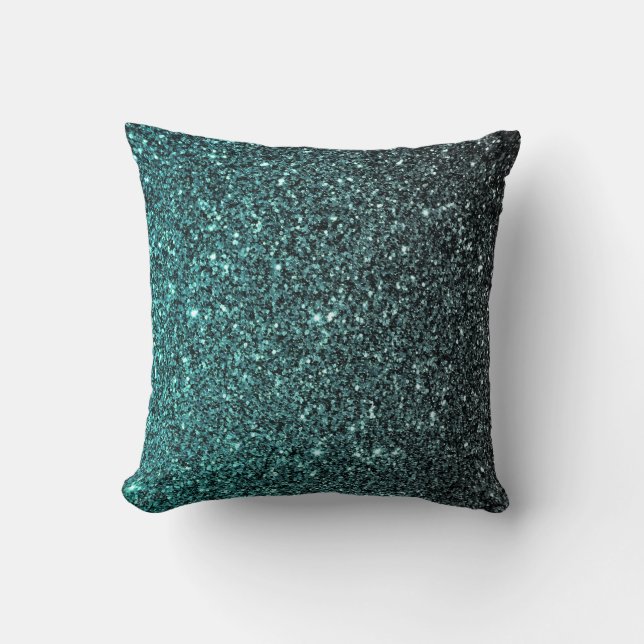 Coussin Parties scintillantes de Faux d'Ombre d'Aqua (Recto)
