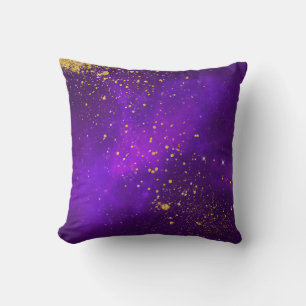 Coussin Parties scintillantes d'or et carreau pourpre de
