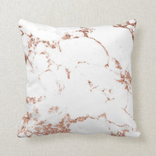 Coussin Parties scintillantes grises d'or de marbre blanc