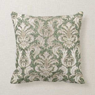 Coussin Parties scintillantes nacrées grises de damassé