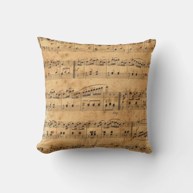 Coussin Partition musicale Musique Tan noir (Recto)
