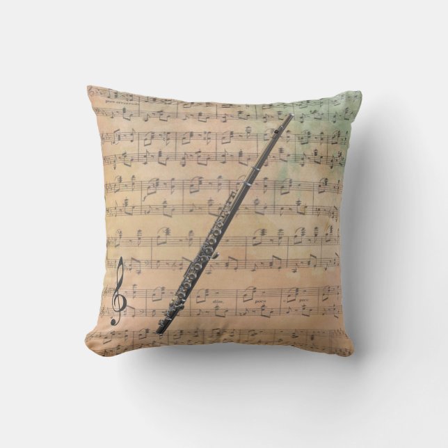 Coussin Partition vintage avec flute (Recto)