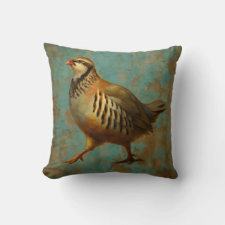 Coussin Partridge against blue / gold background cushion