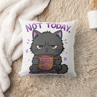Coussin Pas aujourd'hui Grumpy Cat Amoureux du Café Mignon