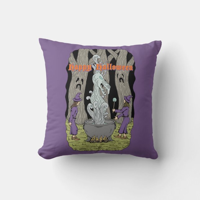 Coussin Pas ce qu'ils attendaient Joyeux Halloween (Recto)