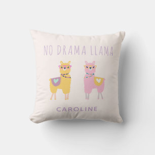 Coussin Pas de drame Llama Cute rose Purple Personnalisé