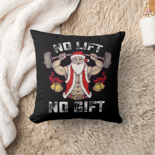 Coussin Pas de levée, pas de cadeau Santa Gym Workout Fitn