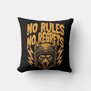 Coussin Pas de règlement Pas de Regrets - Wolf Biker Graph