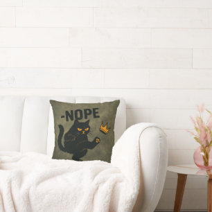 Coussin Pas De Rois En Amérique Chat Noir Drôle Kicking Cr