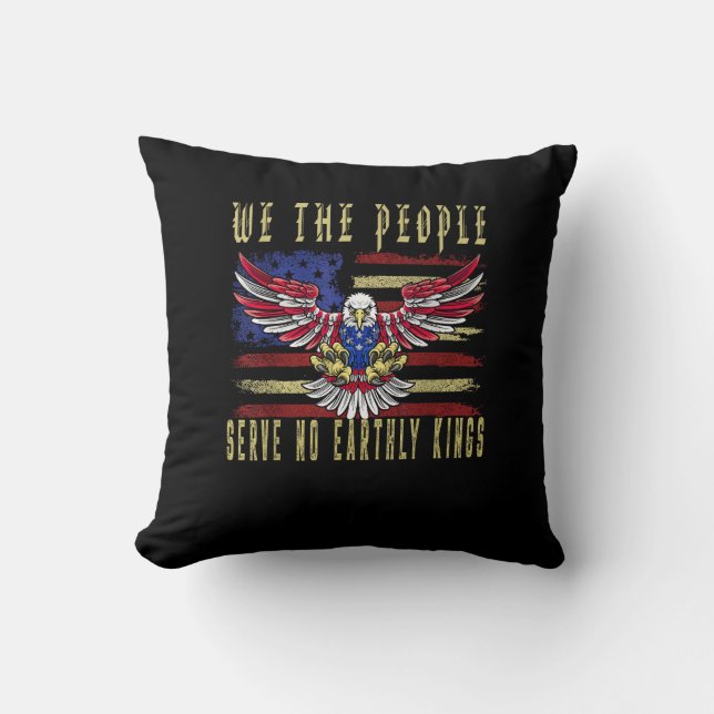 Coussin Pas de rois en Amérique Nous, le peuple, ne servon (Recto)