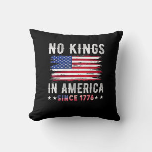 Coussin Pas de rois en Amérique Vintage Patriotique Indépe