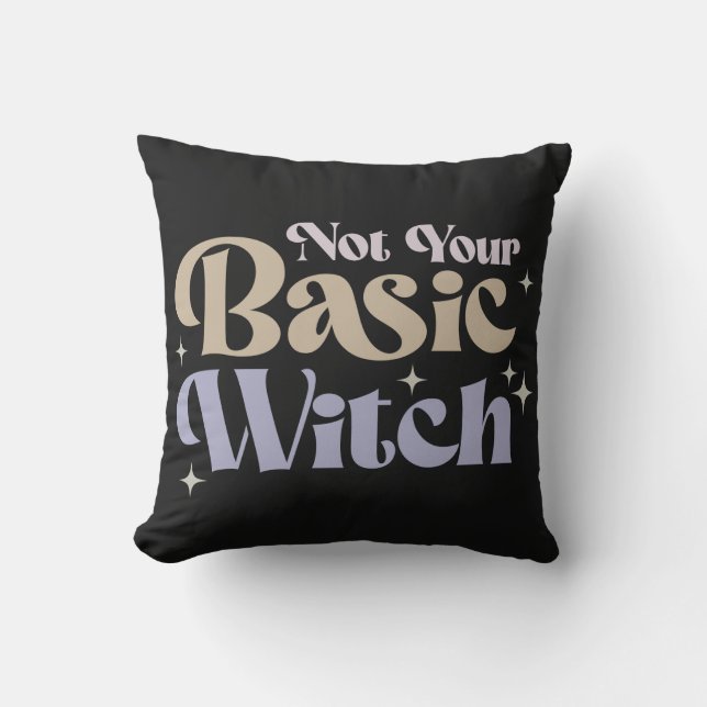 Coussin Pas Votre Sorcière de Base Halloween Noir (Recto)