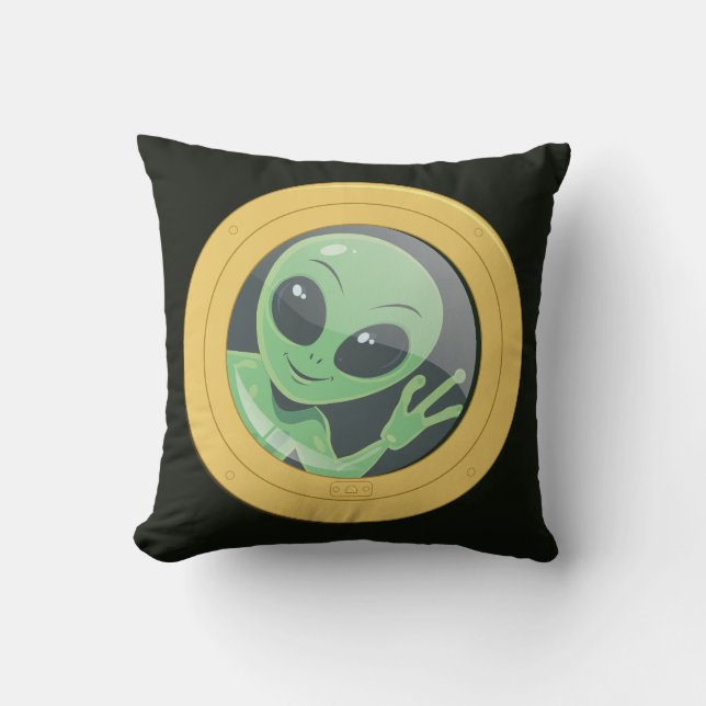 Coussin Passager Clandestin Alien Drôle qui fait signe à t (Recto)