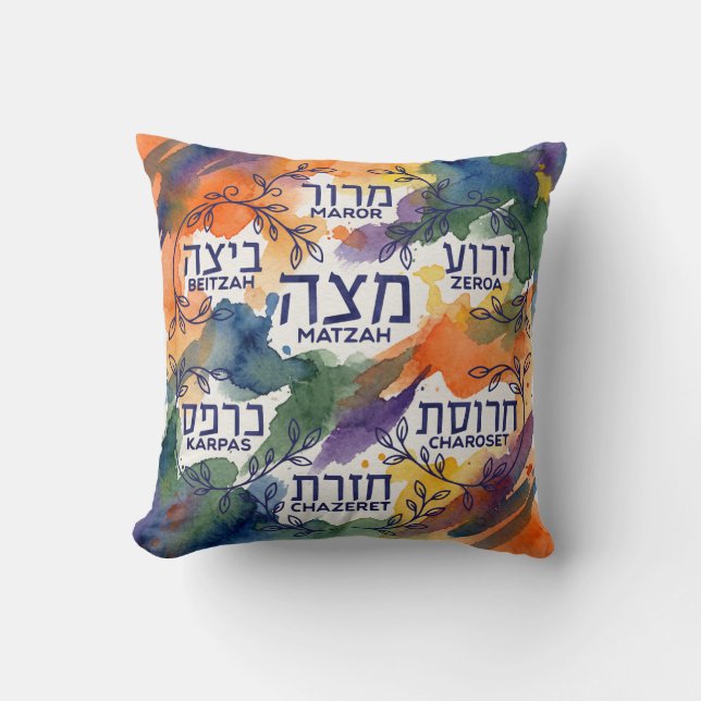 Coussin Passover Seder Plate Leaning Pillow for Seder (Recto)