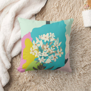 Coussin Pastel Abstrait Artistic Floral Blocs couleur