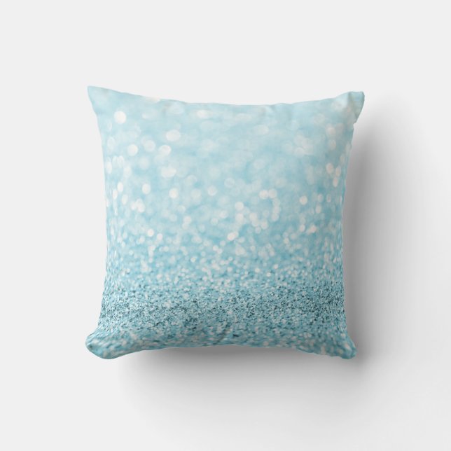 Coussin Pastel Aqua Parties scintillant Bleue Océan Blanc  (Recto)