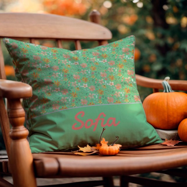 Coussin Pastel aquarelle fleur boho orange Thaillow oreill (Créateur téléchargé)