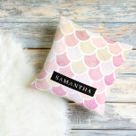 Coussin Pastel Aquarelle Sirène Motif avec nom<br><div class="desc">Pastel Aquarelle Sirène Motif avec nom</div>
