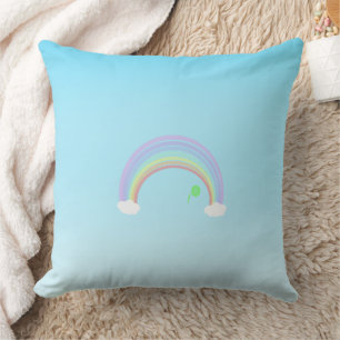 Coussin Pastel Arc-en-ciel et fleurs vertes bleu dégradé c