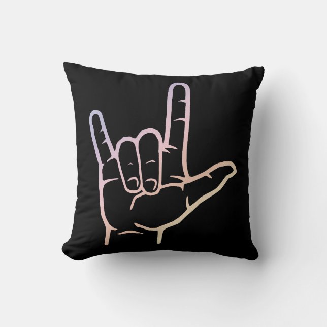 Coussin Pastel ASL I Love You Thlow (Recto)