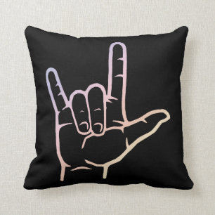 Coussin Pastel ASL I Love You Thlow